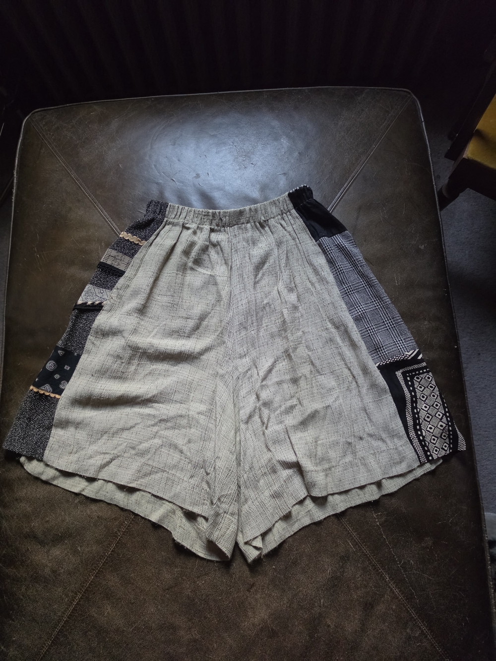 Vintage Donna Jessica Art-to-Wear Patchwork Shorts Linen Blend Lagenlook 1